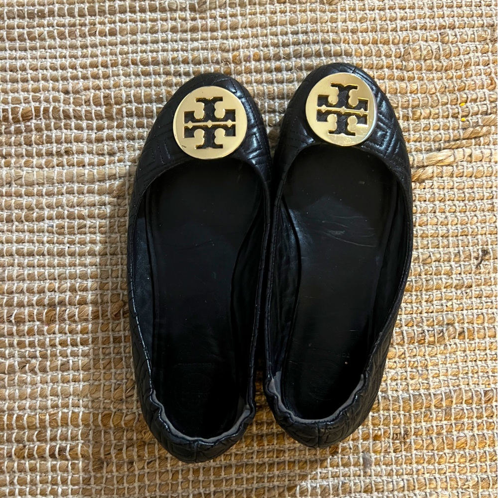 Tory Burch quilted Minnie ballet flat in black - Picture 1 of 3